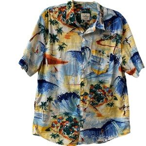 American Eagle Short Sleeve Surfer Button Down Shirt